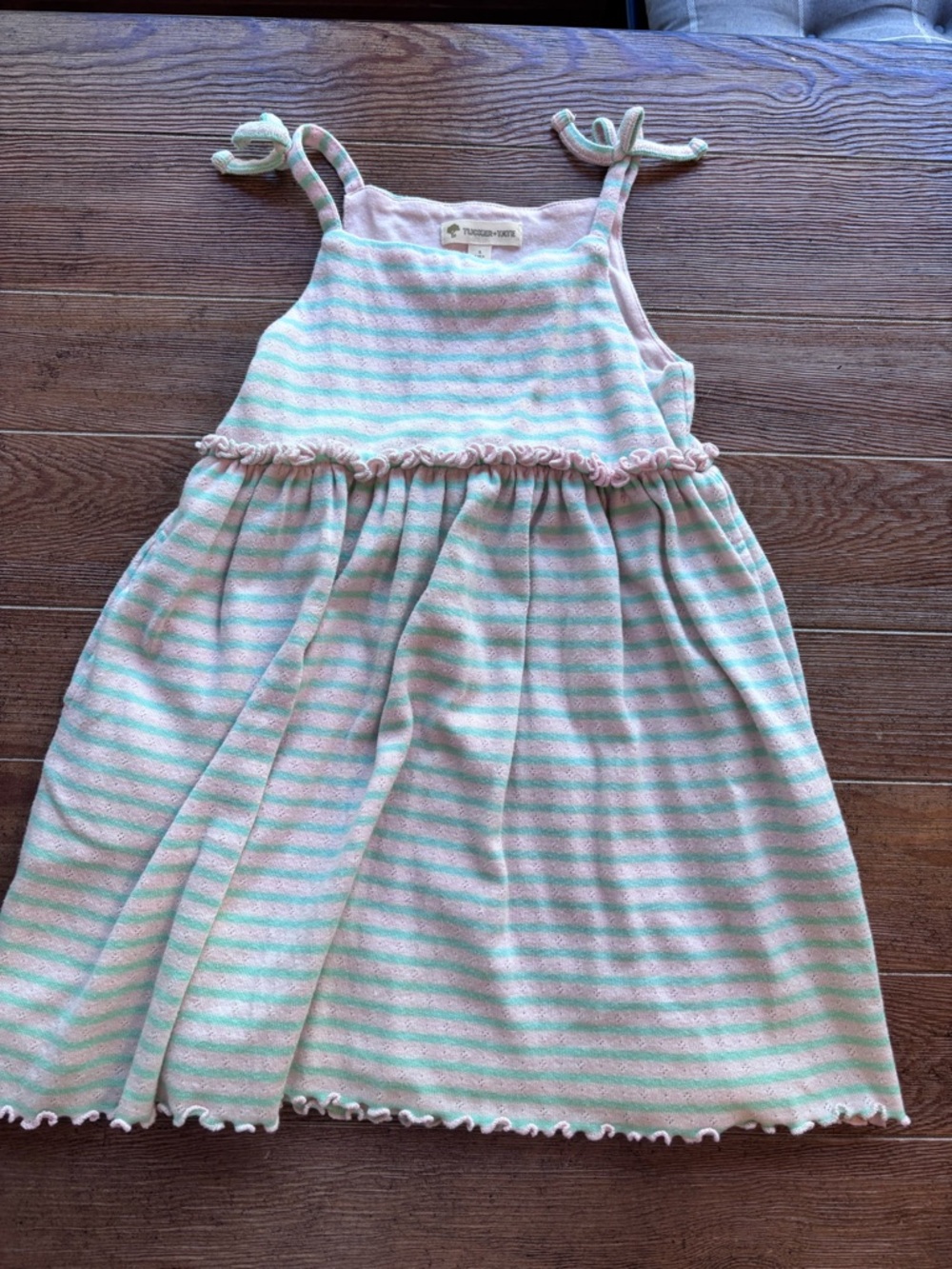 Tucker + Tate Pink and Mint Stripe Tie-Shoulder Sundress